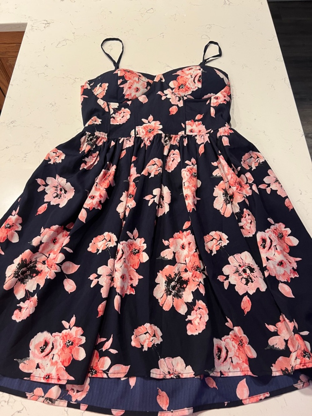 Band of Gypsies Navy Mini Dress with Pink Floral Print